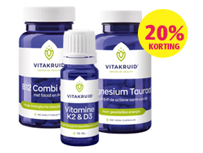Vitakruid vitaminen en voedingssupplementen, gehele assortiment uit voorraad leverbaar: 20% korting!